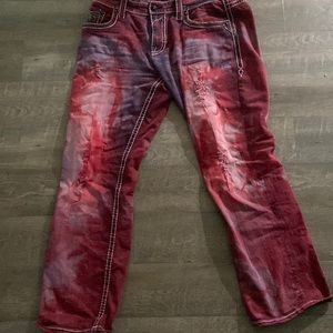Rock revival jeans originally blue dyed red
